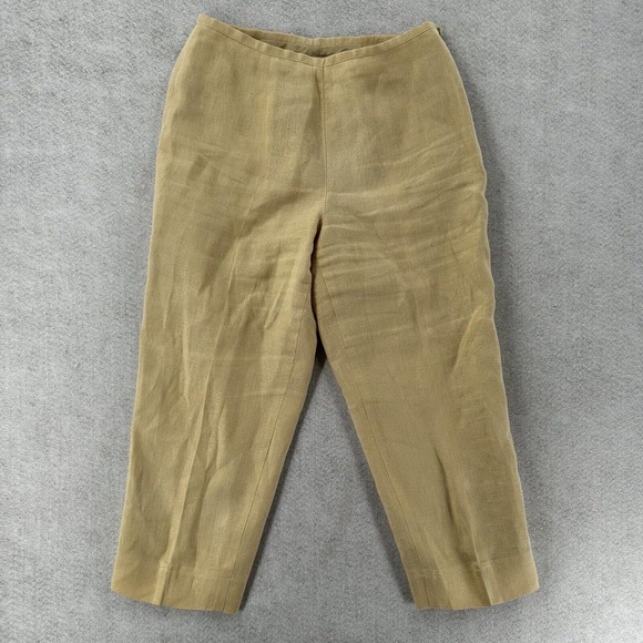 Talbots 100% Irish Linen Pants Womens 6 Tan‎ Career Flat Front Straight Trouser - Picture 1 of 13